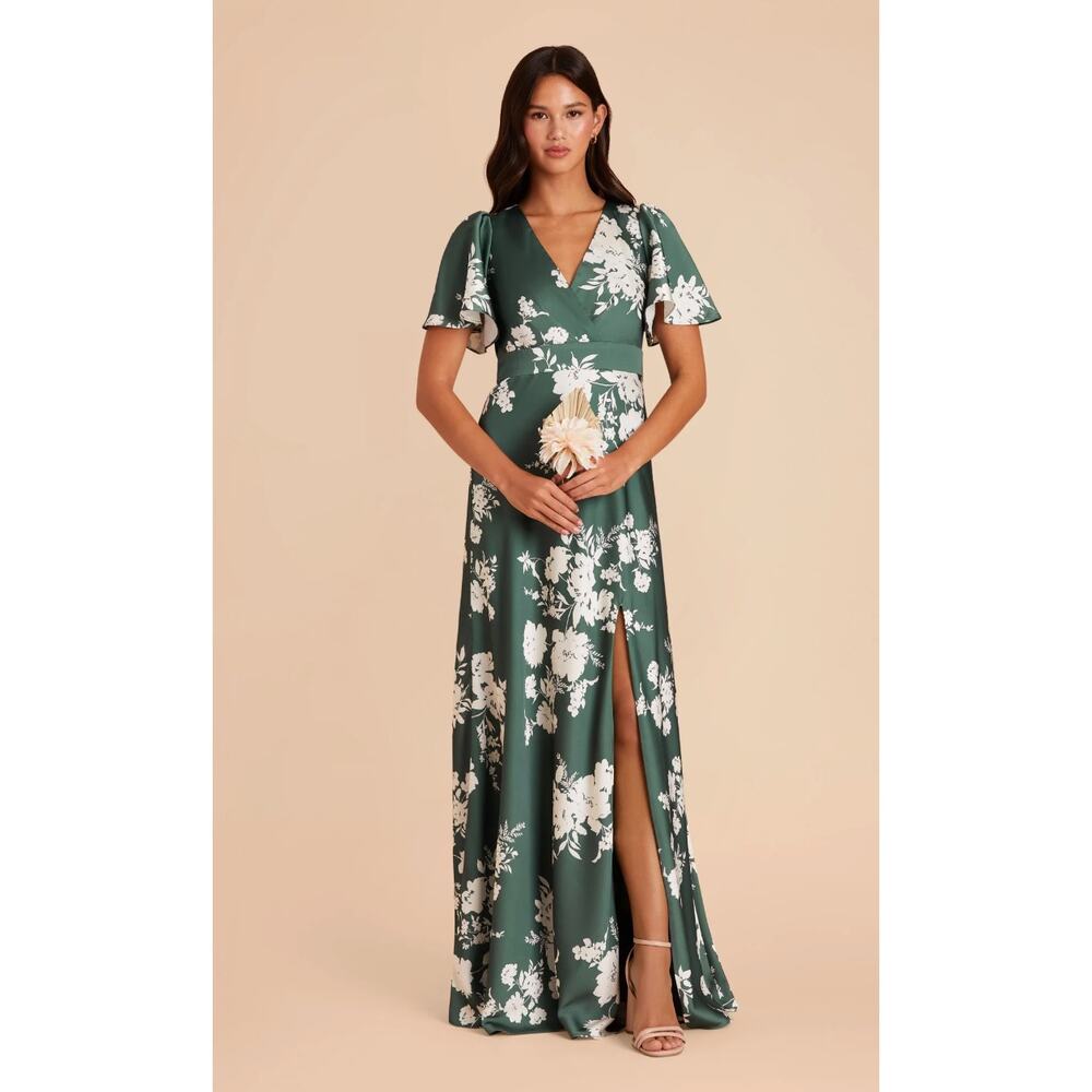 Birdy Grey Green Floral Maxi Dress with White Print